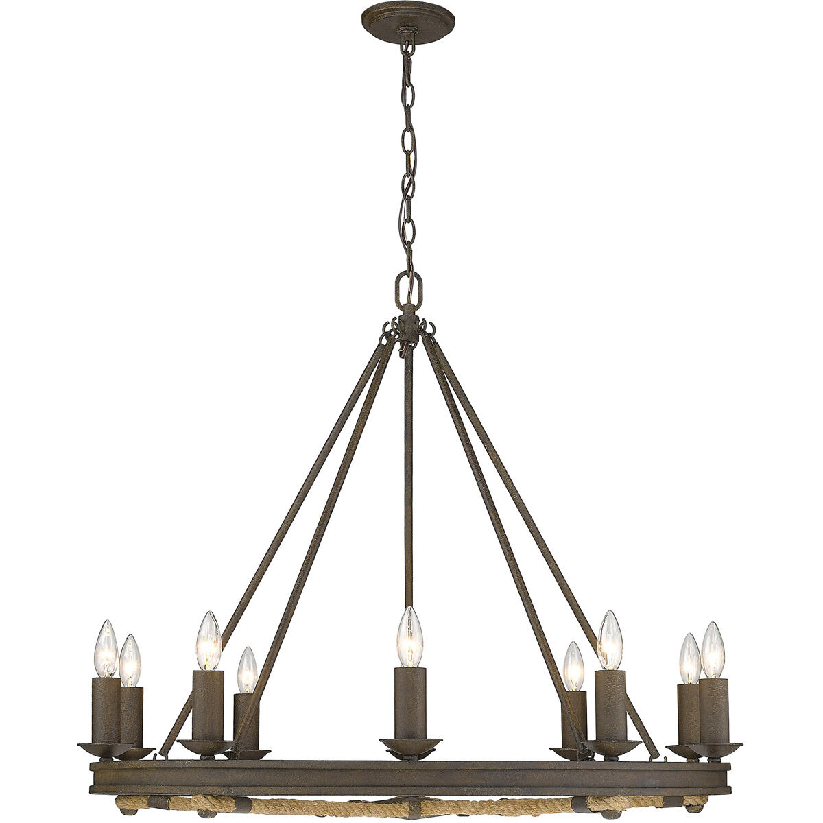 Stokes 10 Light 35.5 inch Dark Rust Chandelier Ceiling Light